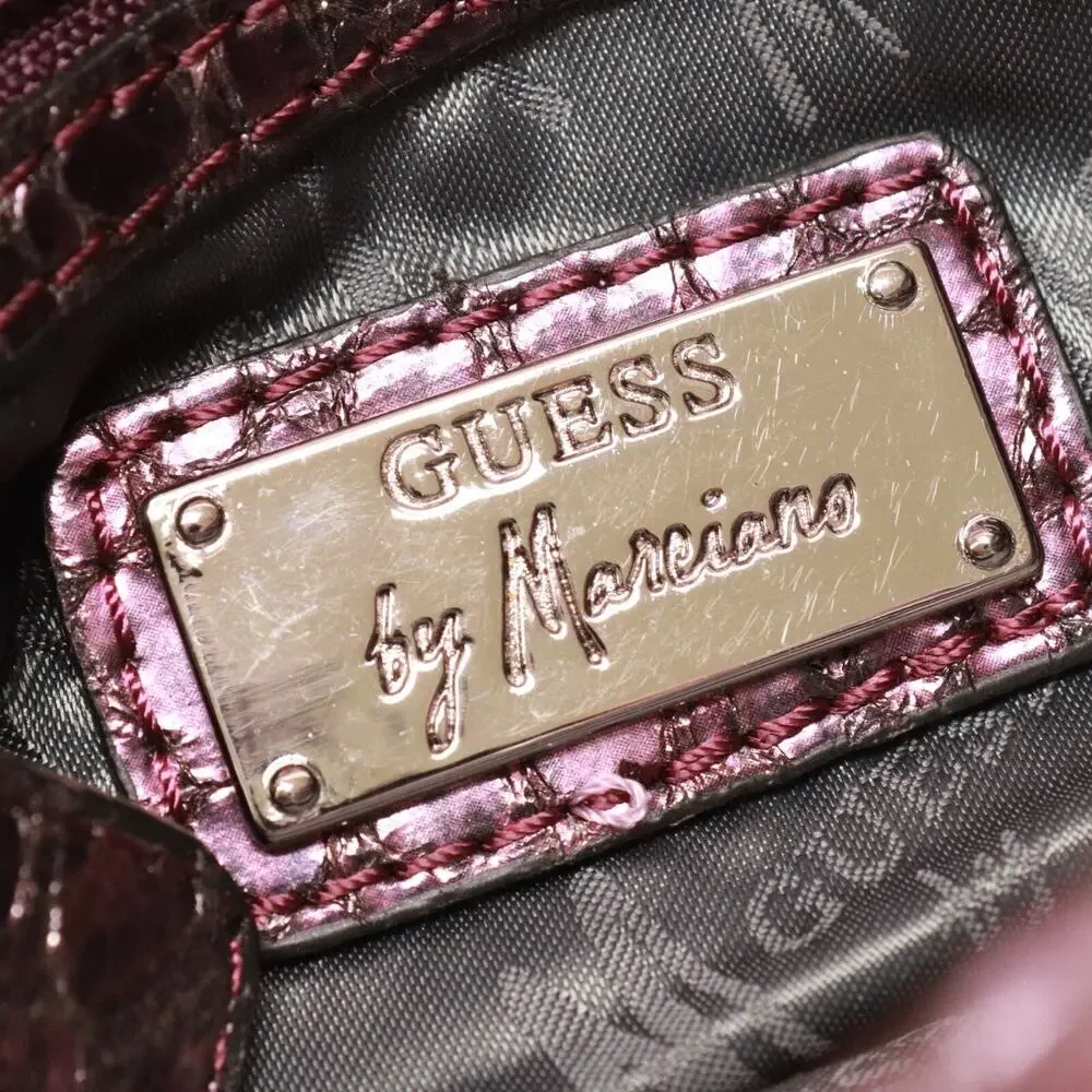 Guess Clutch Handbag Women Small Sangria Red Pewter Studded Purse Pouch Bag